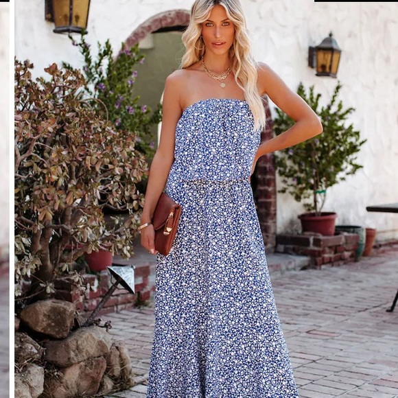 NWT VICI MARA STRAPLESS MAXI DRESS - Picture 1 of 8